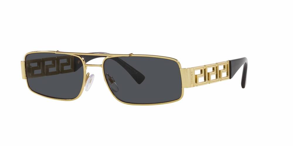 NEW VERSACE men's ve2257 rectangle sunglasses in gold - dark grey
